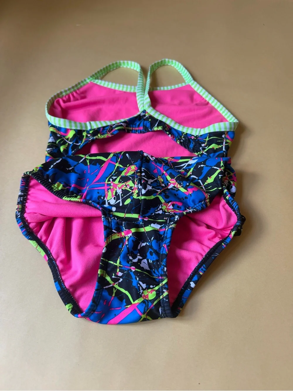 Dolfin Uglies Competitive Girls Swimsuit Splatter Print Racerback Size 34